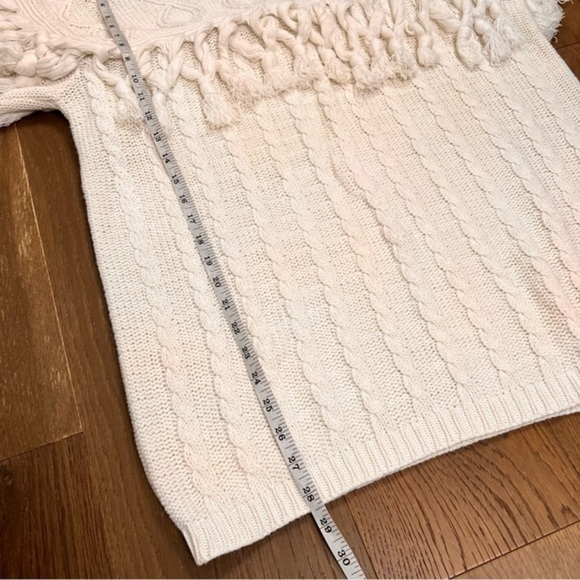 Express Tricot Vintage Tassel Fringe Knit Mock Neck Cream Sweater Sz S - Picture 7 of 11